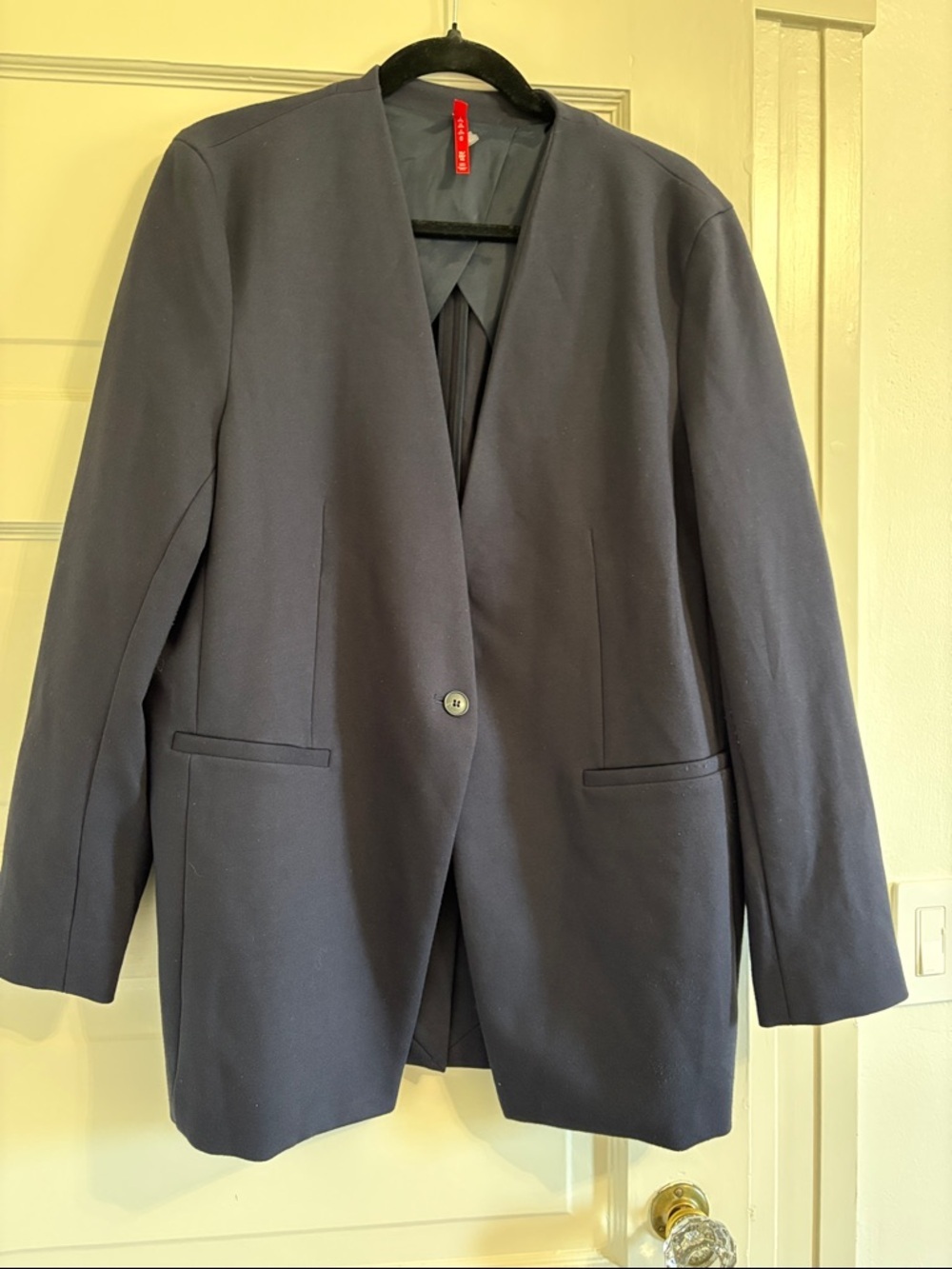 Spanx Blazer Womens Navy  The Perfect Blazer Single Button Stretch Ponte - XL